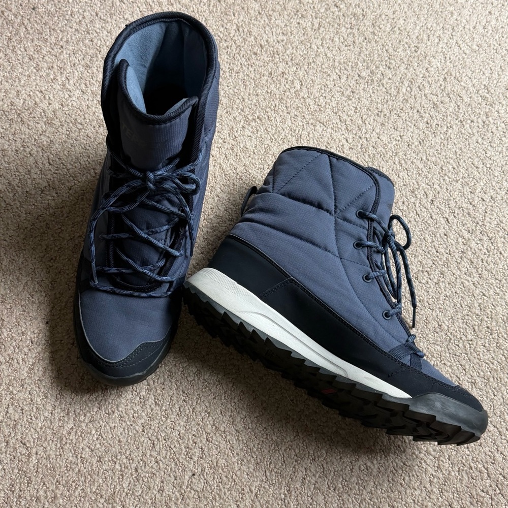 adidas Women's Navy Quilted Lace-Up Ankle Boots